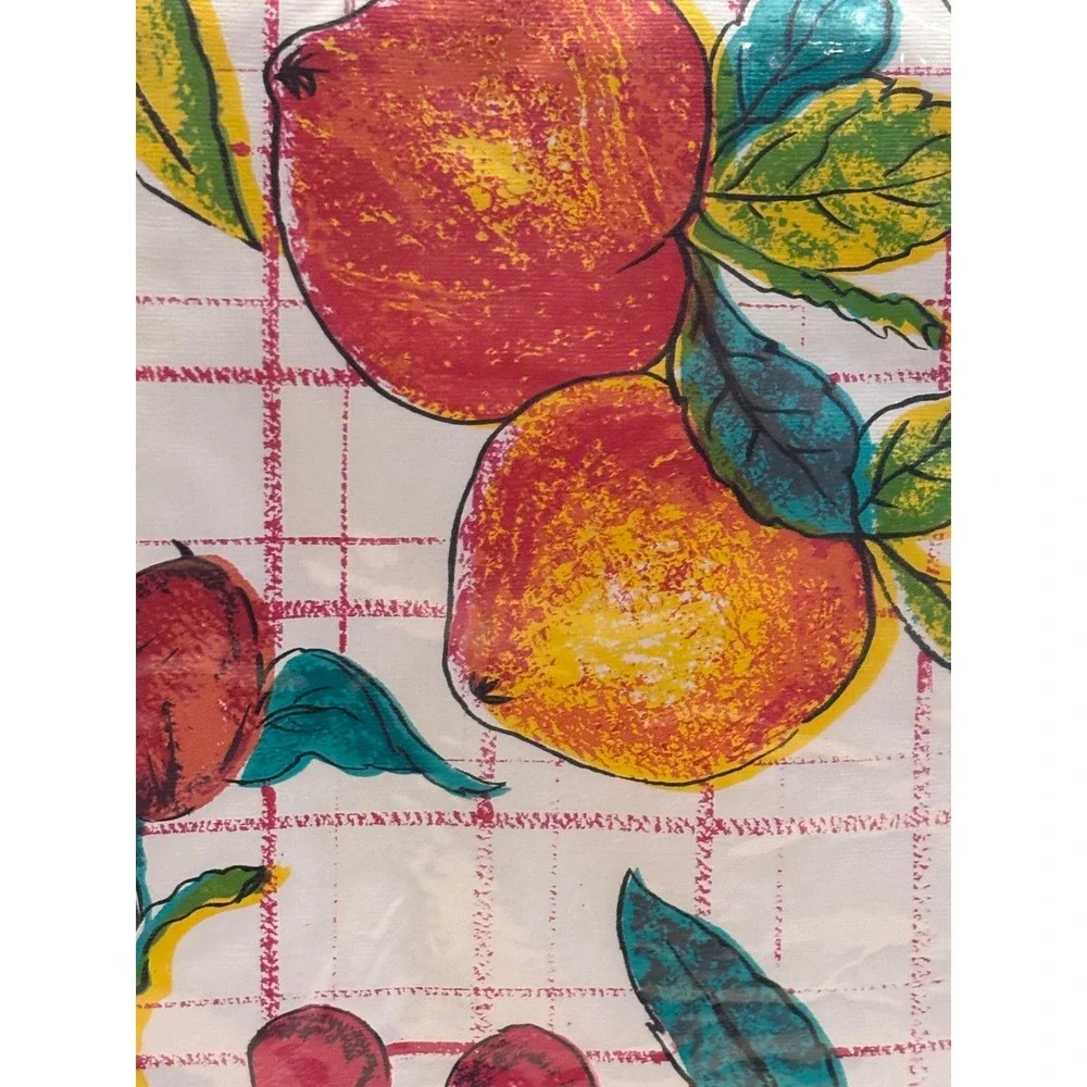 HomeTrends Vinyl Flannel Back Tablecloth 60x84 Oblong Fruit Harvest 7801 VTC NEW